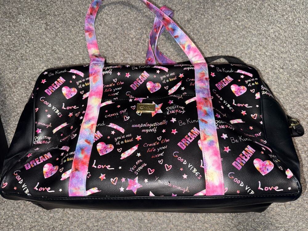 Betsy Johnson Positive Messages Weekender Tote Good Used Conditon